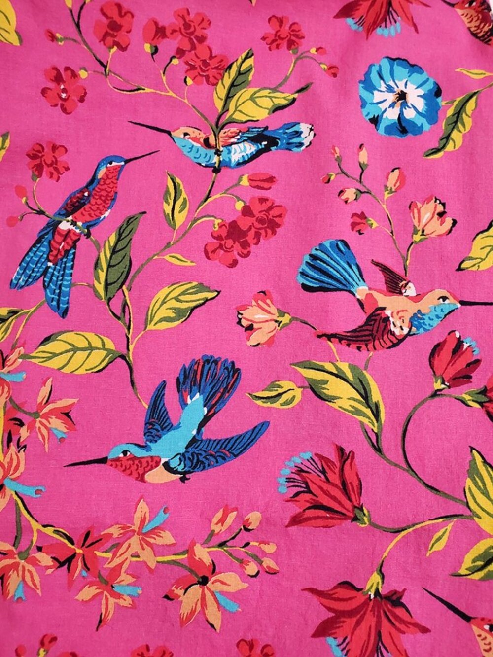 Printfresh Cami Nightgown L Hummingbird Haven Organic Cotton Floral Bird Pockets - Picture 7 of 12